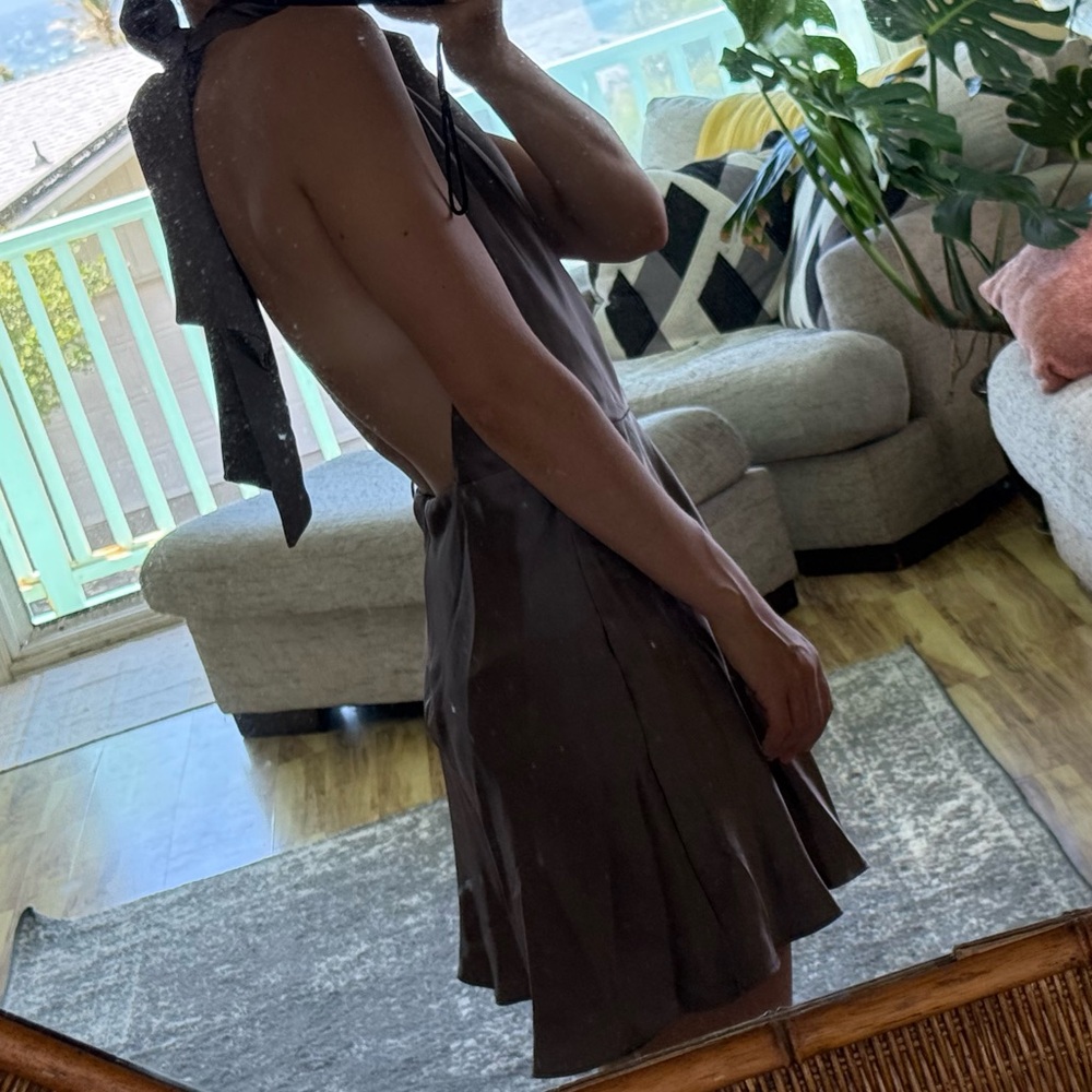 Zara Chocolate Brown Satin Dress